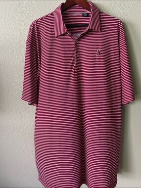 Los Angeles Angels Red & White Striped Polo Shirt, XXL